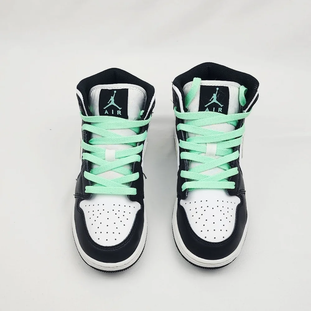 Air Jordan 1 Mid White/Green Glow-Black Sneakers